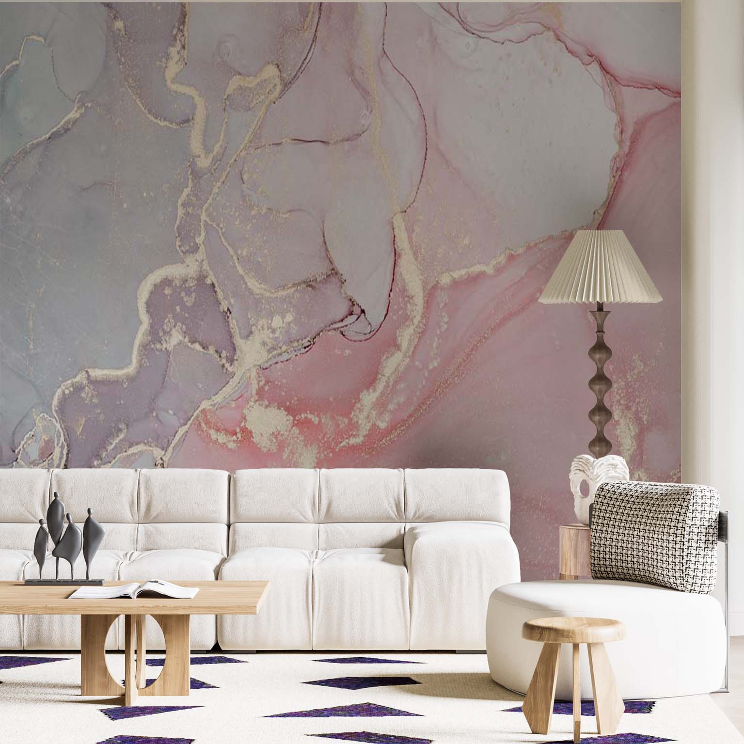 Rose Marble Wall Mural Art Blossom Fluid Alcohol Ink Wallpaper