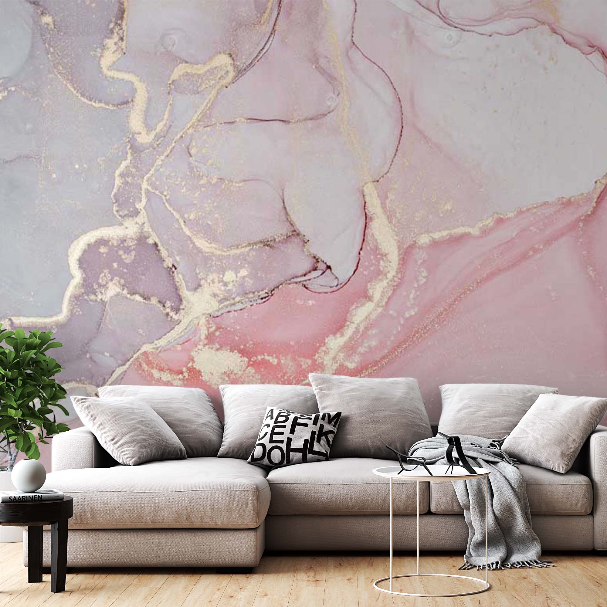 Rose Marble Wall Mural Art Blossom Fluid Alcohol Ink Wallpaper