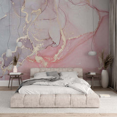 Custom Rose Marble Wall Mural Art Blossom Fluid Alcohol Ink Wallpaper