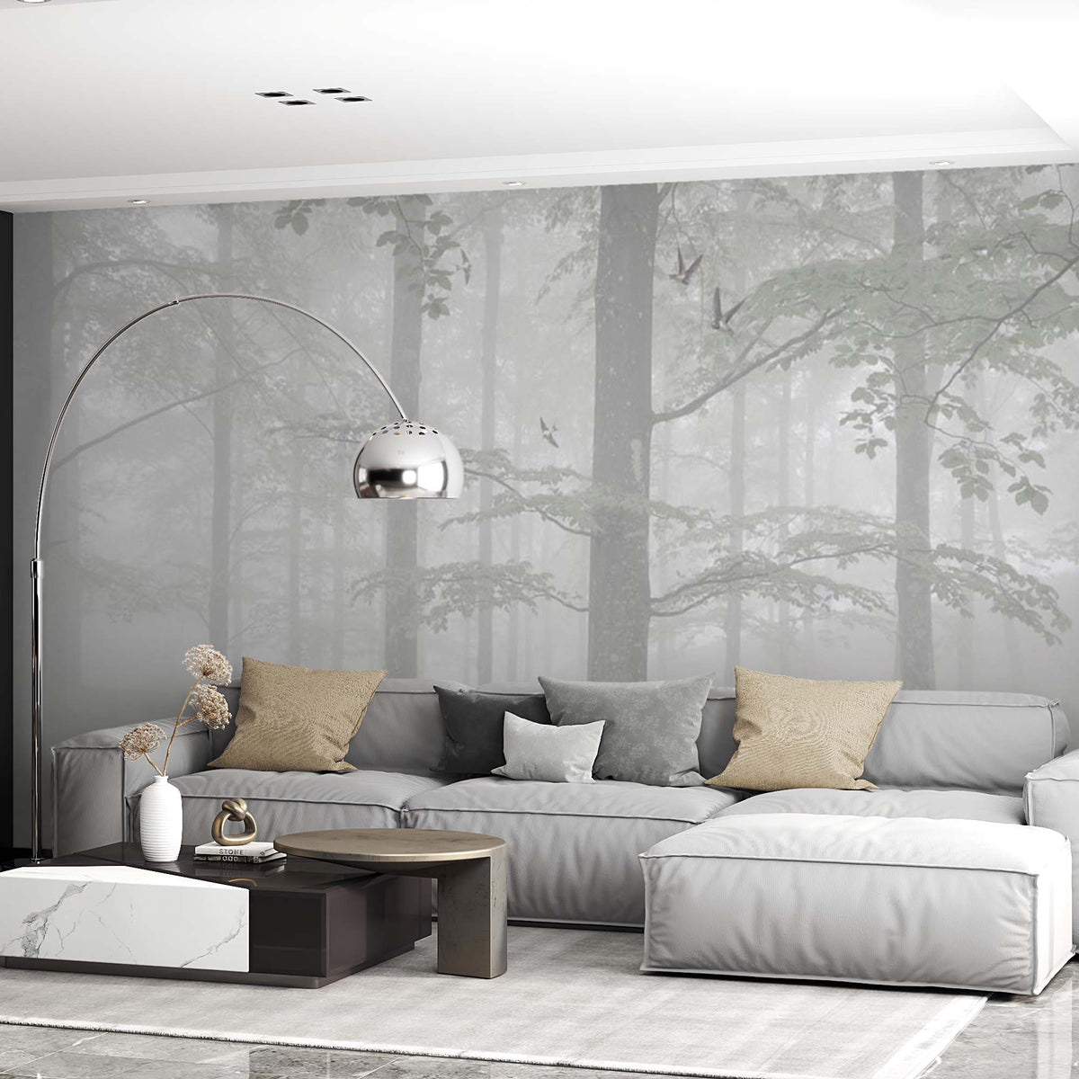 Custom Misty Forest Wallpaper Tranquil Nature Scene Wall Mural Decor