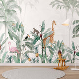 Kids Wall Mural Tropical Palm Safari Animals Wallpaper for Kids  Room