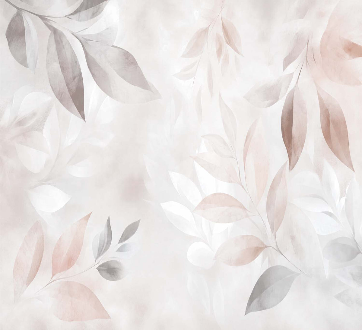 Aquarel bladeren behang – blush en grijs botanisch fotobehang