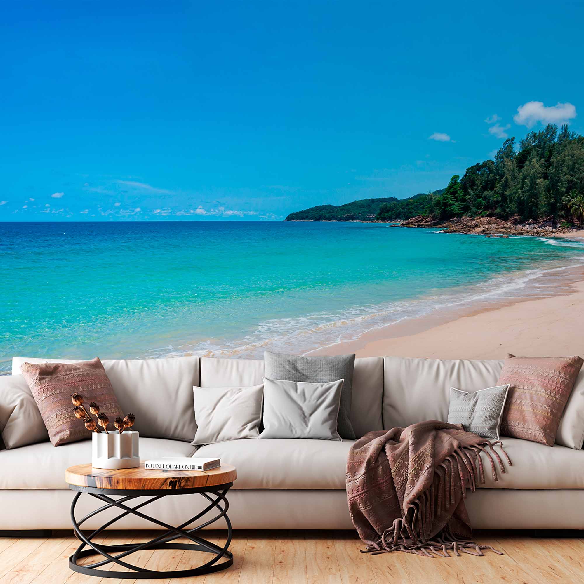 Secluded Tropical Cove Beach Wall Mural Wallpaper