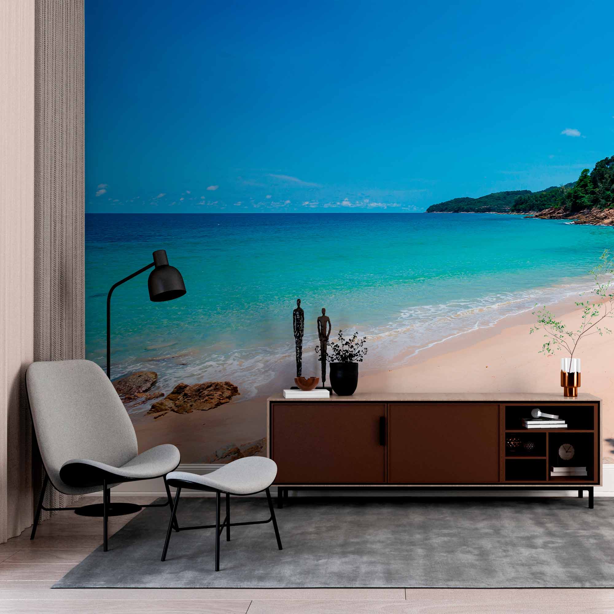 Secluded Tropical Cove Beach Wall Mural Wallpaper