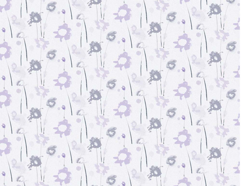 Purple and Gray Floral Watercolor Wallpaper for Walls