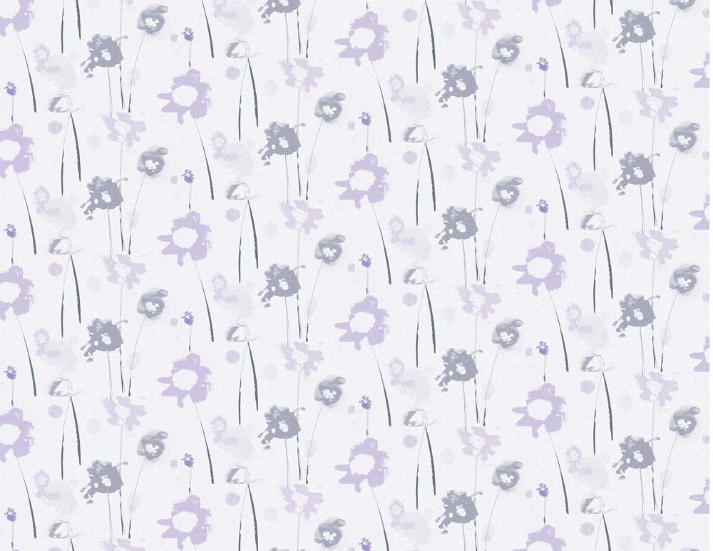 Lila aquarel-fotobehang met bloemen – paars-grijs patroon