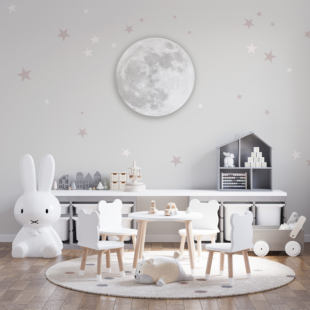 Kids Wall Murals Full Moon Silver Sky Stars Wallpaper for Kids