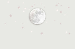 Custom Soft Moon and Stars Wall Mural Wallpaper - Minimalist Design with Light Grey Background