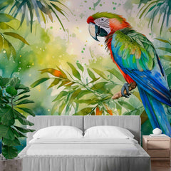 Custom Vibrant Parrot Jungle Wallpaper - Tropical Art for Your Walls