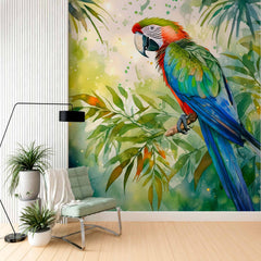 Custom Vibrant Parrot Jungle Wallpaper - Tropical Art for Your Walls