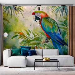 Custom Vibrant Parrot Jungle Wallpaper - Tropical Art for Your Walls