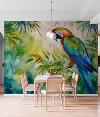 Custom Vibrant Parrot Jungle Wallpaper - Tropical Art for Your Walls