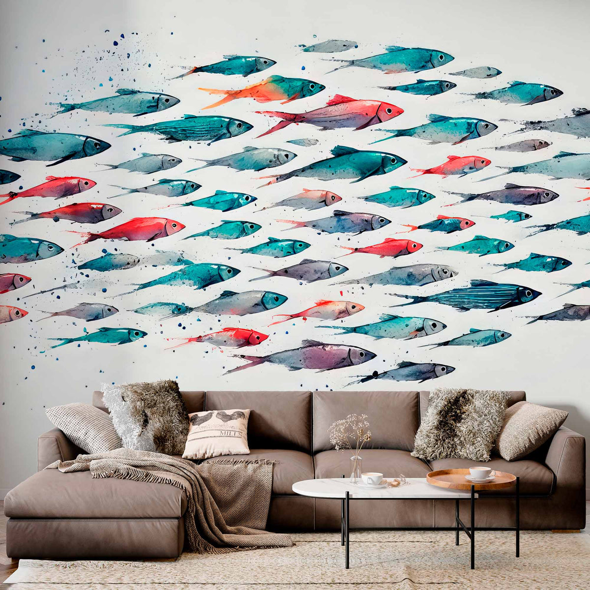 Custom Colorful Fish Migration Wallpaper