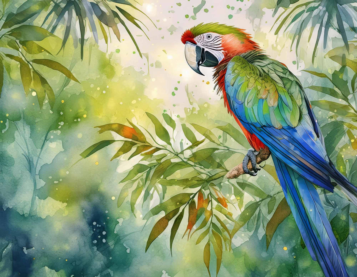 Custom Vibrant Parrot Jungle Wallpaper - Tropical Art for Your Walls