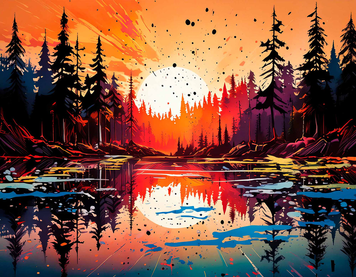 Custom Dynamic Sunset Lake Scene Wallpaper