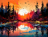 Dynamic Sunset Lake Scene Wallpaper