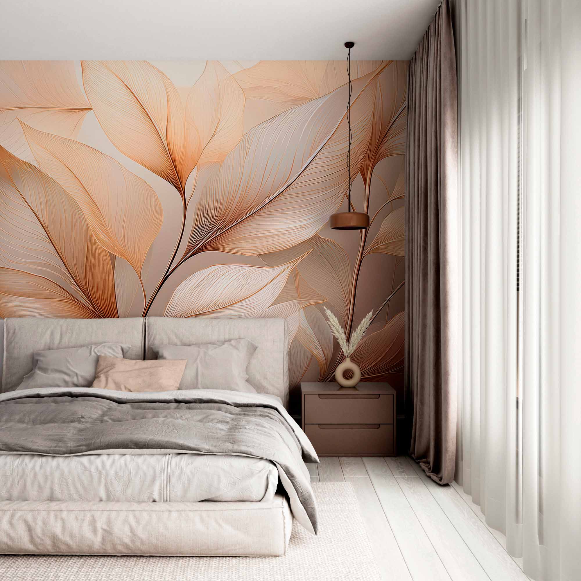 Beige Feathers 3D Wall Mural Wallpaper