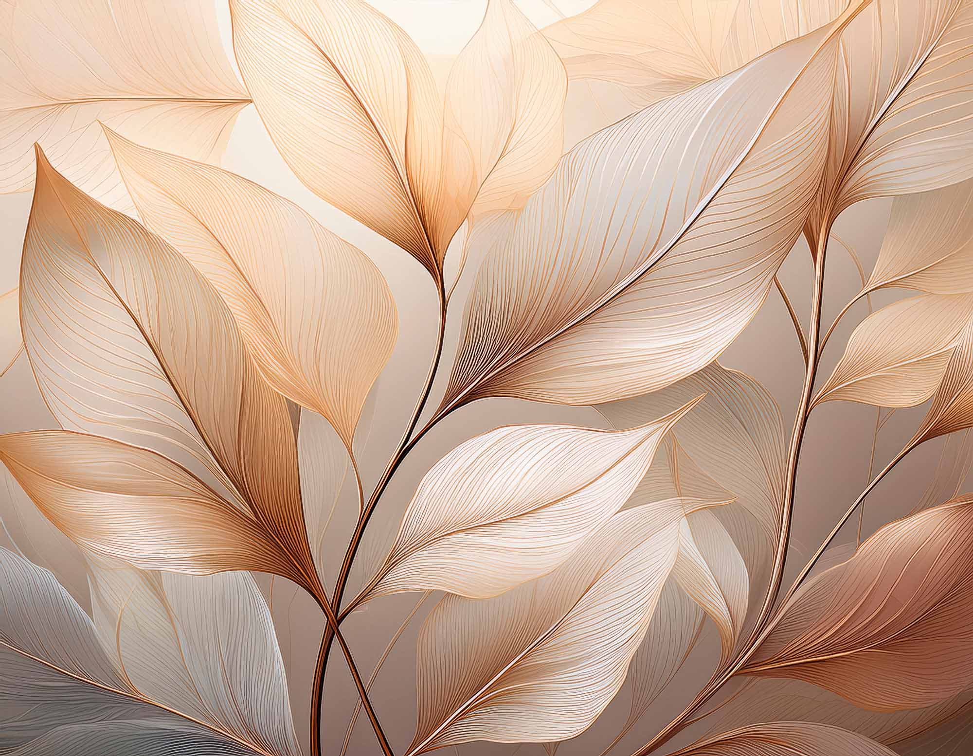 Beige Feathers 3D Wall Mural Wallpaper