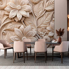 Custom Elegant Floral Sculpture Wallpaper