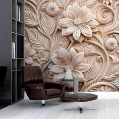 Custom Elegant Floral Sculpture Wallpaper