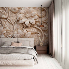 Custom Elegant Floral Sculpture Wallpaper