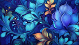 Bright Blue Floral Wall mural 3D Feathers Wallpaper