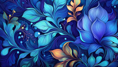 Custom Bright Blue Floral Wall mural 3D Feathers Wallpaper