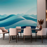 Tranquil Horizons Blue Gradient Wall Mural