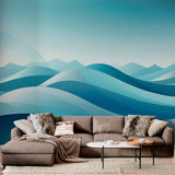 Tranquil Horizons Blue Gradient Wall Mural