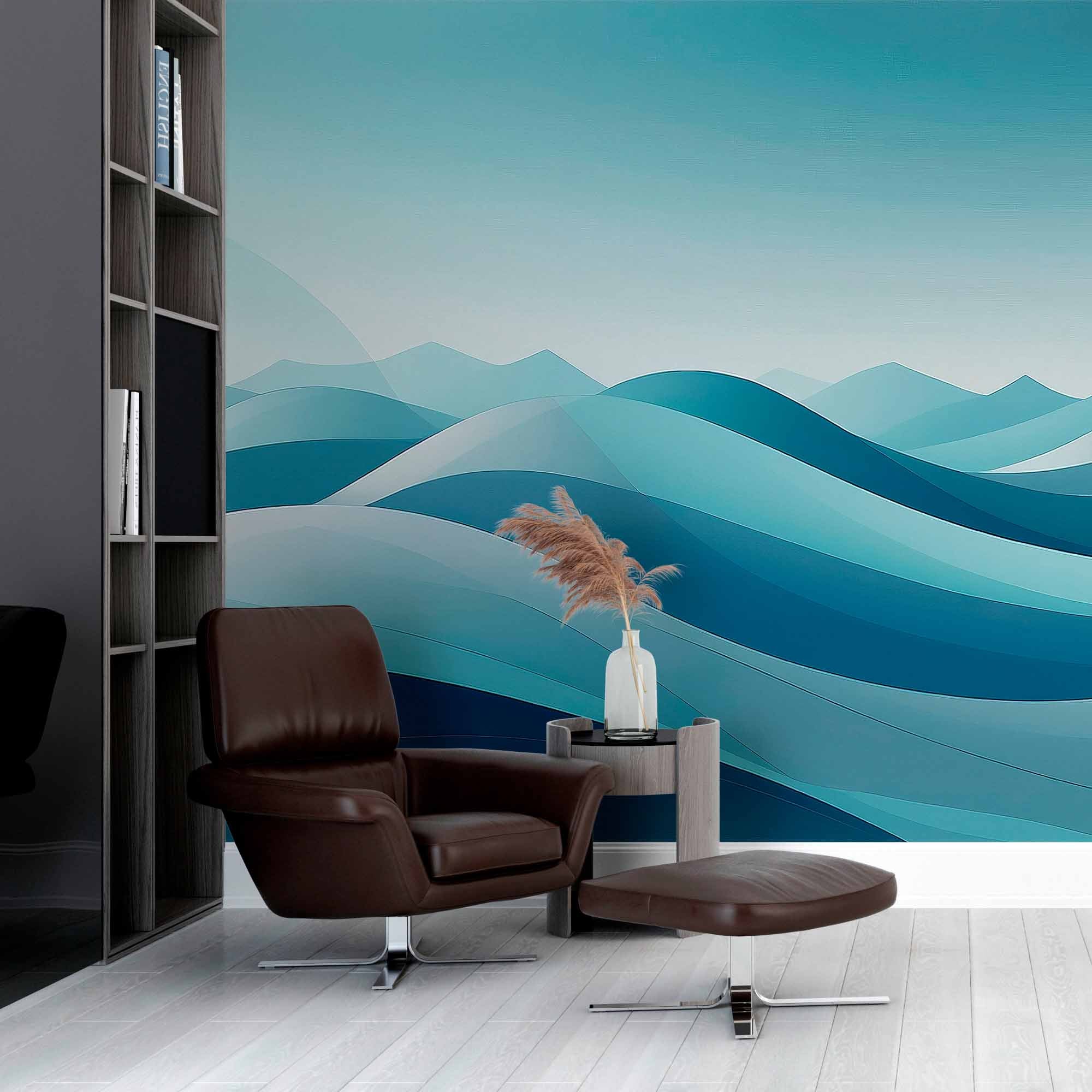 Tranquil Horizons Blue Gradient Wall Mural