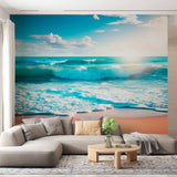 Sunlit Ocean Shore Wallpaper