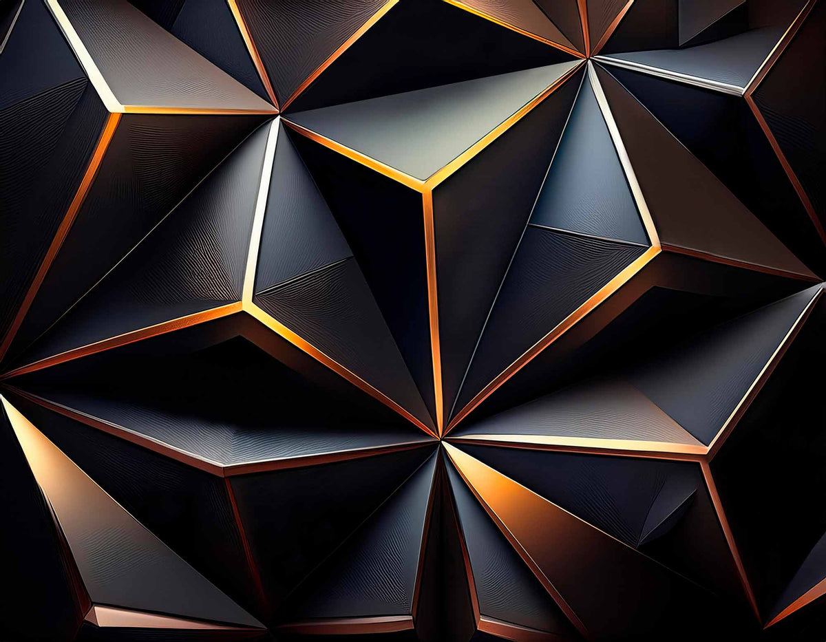 Fototapete Schwarz-kupferne 3D-Facetten – Geometrisch