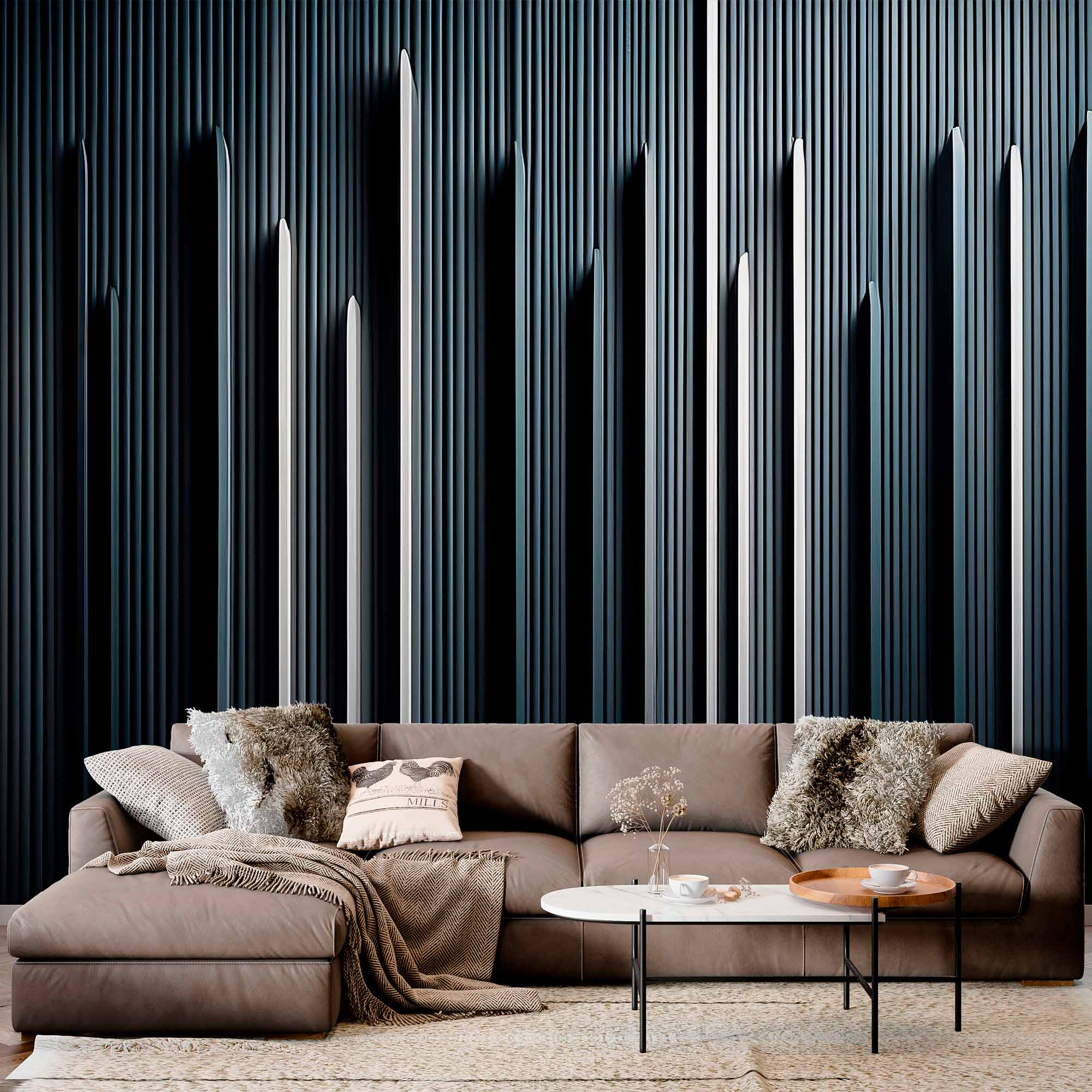 Vertical Metallic Lines Wallpaper