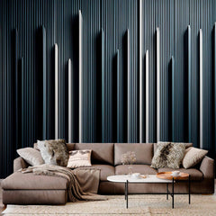 Custom Vertical Metallic Lines Wallpaper