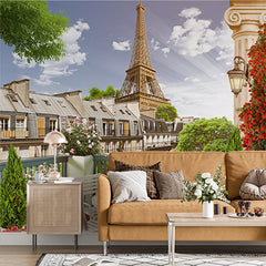 Custom Eiffel Tower Balcony View Wallpaper Cityscape Wall Mural