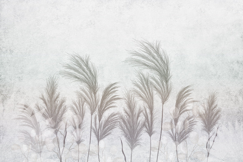 Papier peint herbe de la pampa pastel – Papier peint panoramique champ d’herbes minimaliste