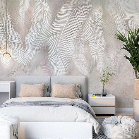 Nordic Light Feathers Wallpaper Abstract Peel and Stick Wall Mural