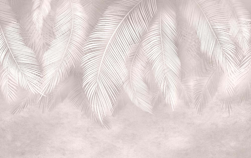 Light Feathers Beige Wallpaper Abstract Wall Mural Peel and Stick