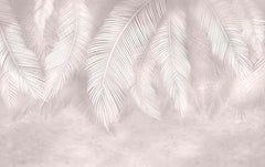 Custom Light Feathers Beige Wallpaper Abstract Wall Mural Peel and Stick