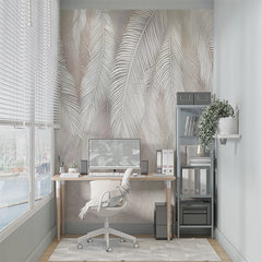 Custom Nordic Light Feathers Wallpaper Abstract Peel and Stick Wall Mural