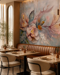 Dreamy petals wallpaper in a restaurant.