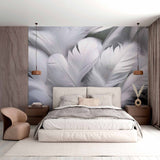 White Feathers 3D Wall Mural Wallpaper