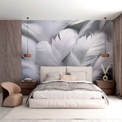 Custom White Feathers 3D Wall Mural Wallpaper