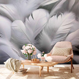 White Feathers 3D Wall Mural Wallpaper