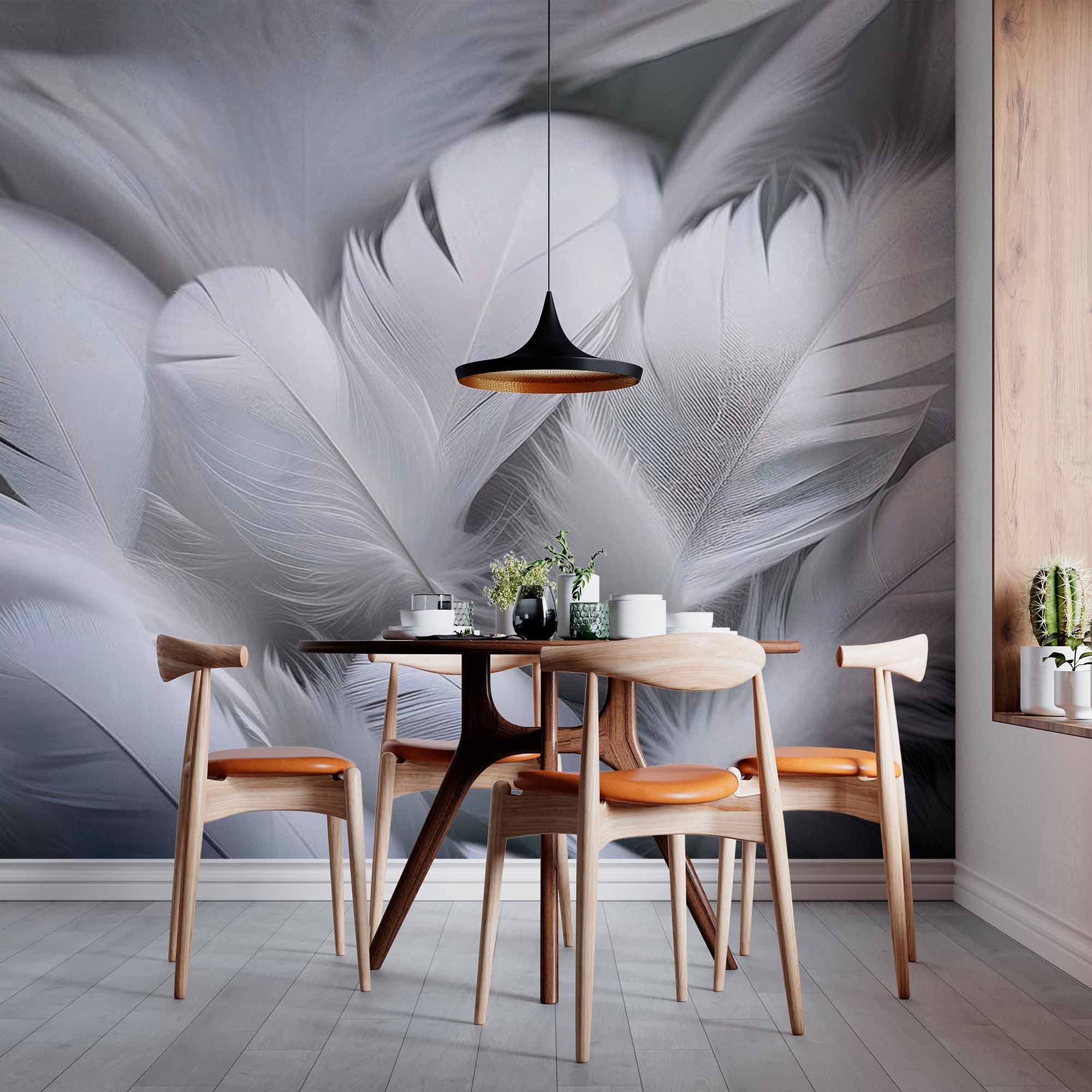 White Feathers 3D Wall Mural Wallpaper