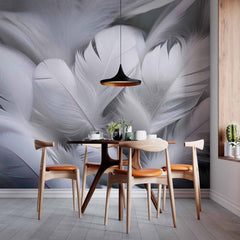 Custom White Feathers 3D Wall Mural Wallpaper