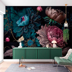 Custom Glamorous Floral Night Wallpaper