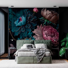 Custom Glamorous Floral Night Wallpaper