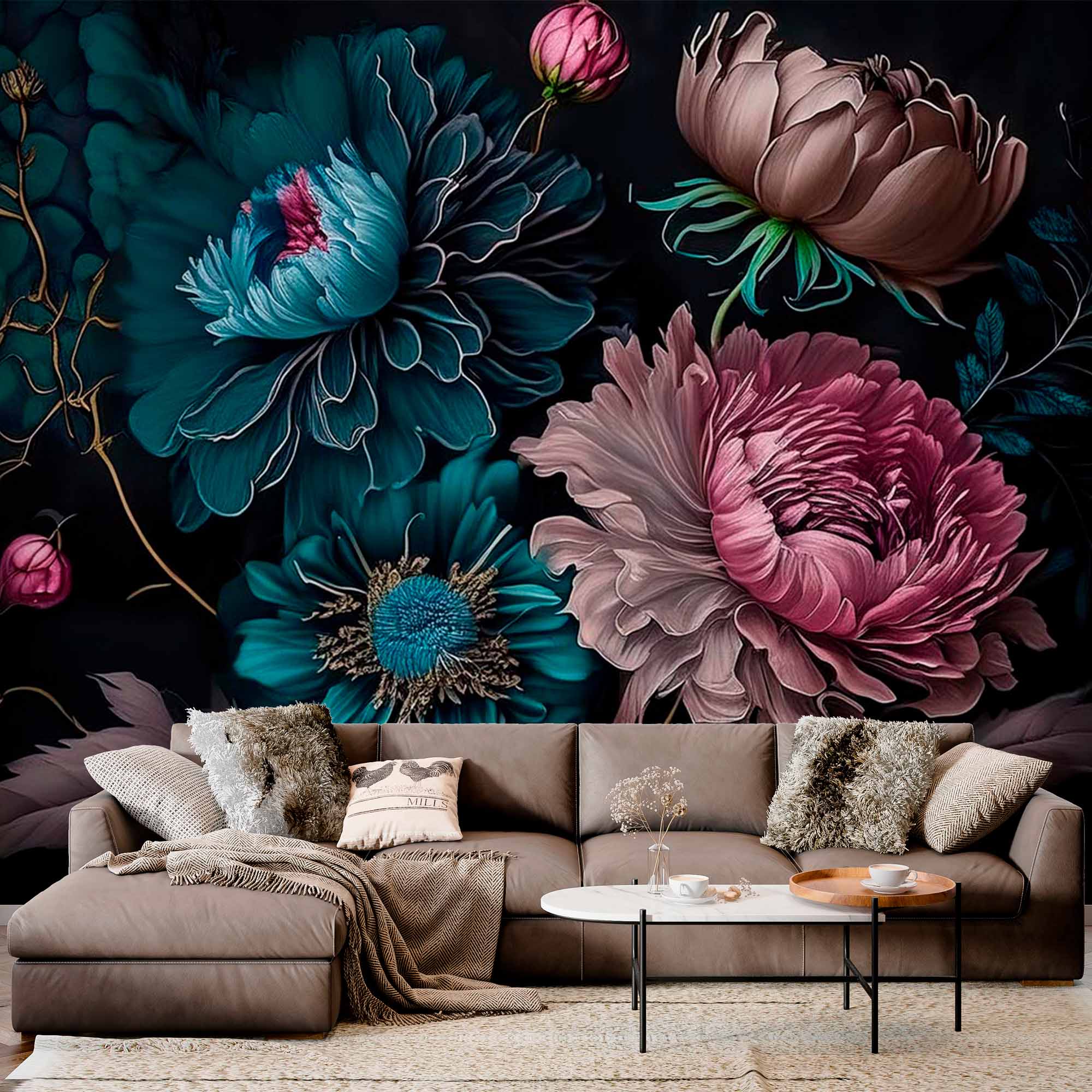 Glamorous Floral Night Wallpaper