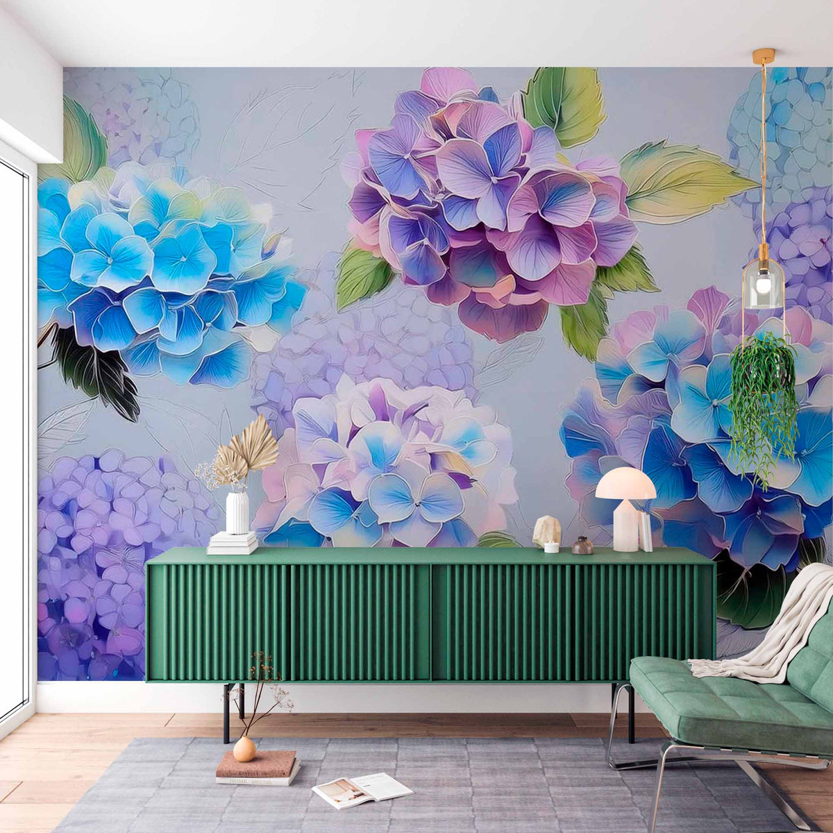 Custom Hydrangea Dreamscape Wallpaper